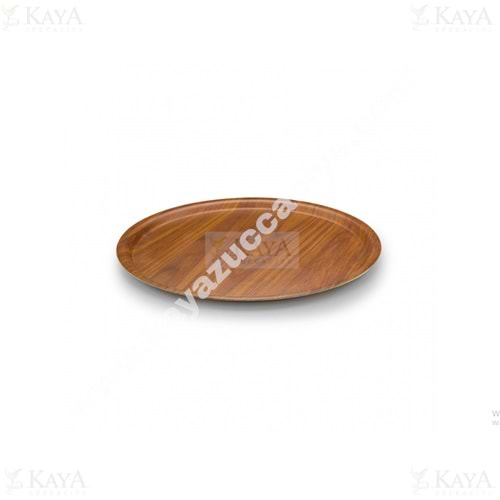 TİRA KRAFT TEPSİ 33 CM KAYMAZ YUVARLAK CEVİZ MAT TEPSİ 1*50