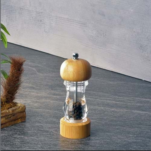 THN AKRİLİK BAHARATLIK ÖĞÜTÜCÜ DEĞİRMEN BAMBU 15 CM 1*24