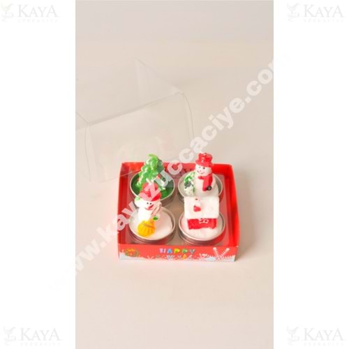 THN MUM YILBAŞI DEKORLU DEKORATİF MUM 4 LÜ 1*24