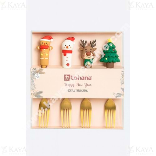 THN TATLI ÇATALI GOLD 4 LÜ YENİ YIL FİGÜRLÜ 1*12