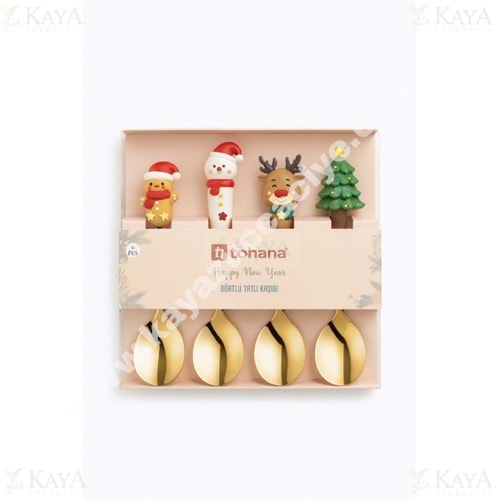 THN TATLI KAŞIĞI GOLD 4 LÜ YENİ YIL FİGÜRLÜ 1*12