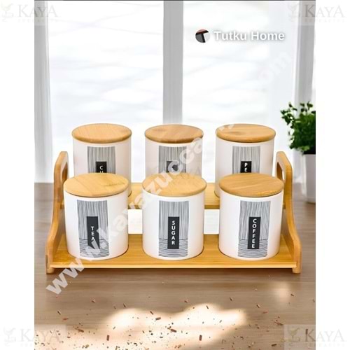 TUTKU AHŞAP STANDLI 7 Lİ BAHARAT SETİ 1*6
