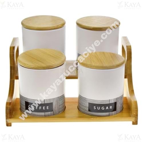 TUTKU AHŞAP STANDLI 4 LÜ BAHARAT SETİ 1*8