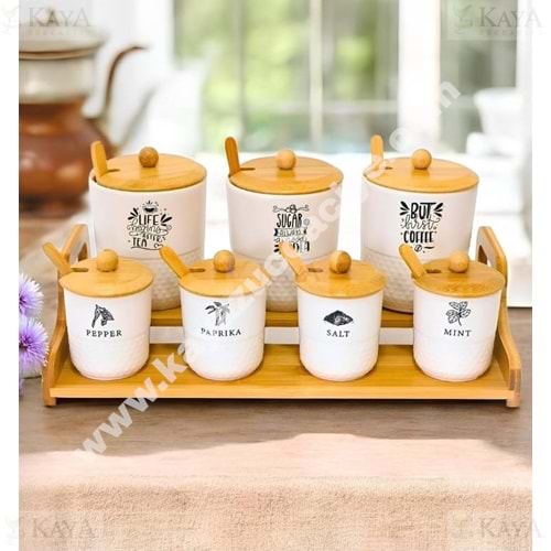 TUTKU AHŞAP STANDLI 7 Lİ BAHARAT TAKIMI 1*6