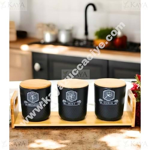 TUTKU AHŞAP STANDLI 3 LÜ BAHARAT TAKIMI 1*8