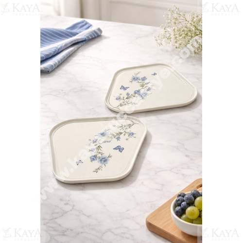 ALİNA HOME ÜÇGEN MAVİ YUVARLAK SERVİS 26,5 CM 1*12