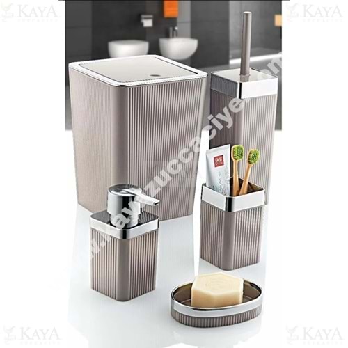 DOLLY BANYO SETİ MAXEL MİMOZA ÇİZGİLİ 5 Lİ KROM