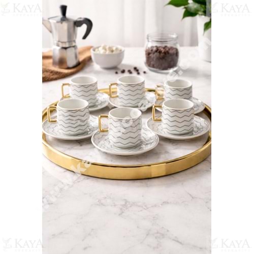 TEKBİR PORSELEN KAHVE TAKIMI SİYAH ÇİZGİLİ 1*12