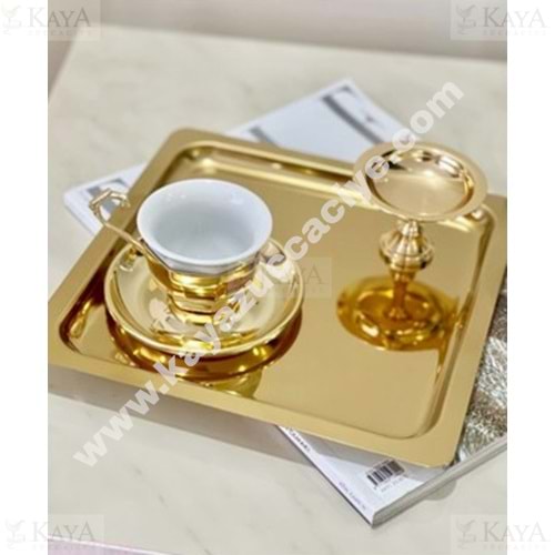 CNM PRES KARE ALTIN PASLANMAZ TEPSİ 22x22 CM