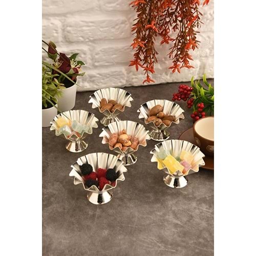 CNM PRES LOKUMLUK ZANO AYAKLI GÜMÜŞ MİNİ TIRTIKLI LOKUMLUK 5x7,5 CM