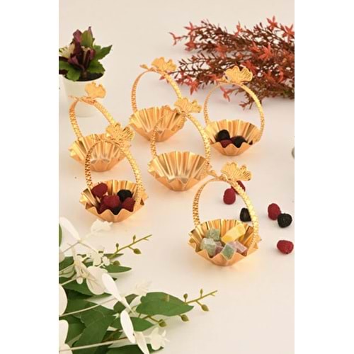 CNM PRES LOKUMLUK TERİS KELEBEK KULPLU ALTIN MİNİ TIRTIKLI 8 CM SUNUMLUK