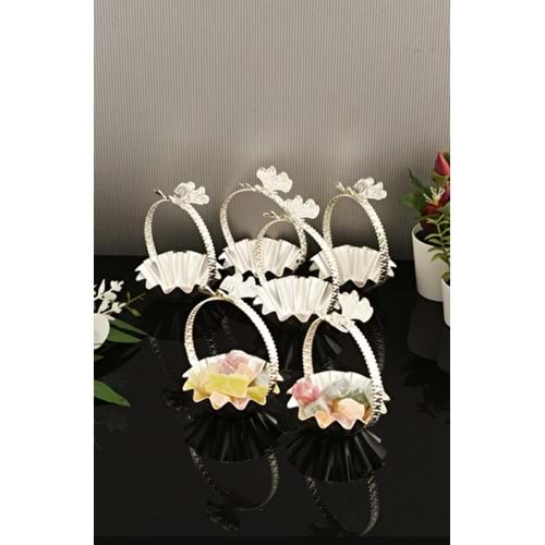 CNM PRES LOKUMLUK TERİS KELEBEK KULPLU GÜMÜŞ MİNİ TIRTIKLI 8 CM SUNUMLUK