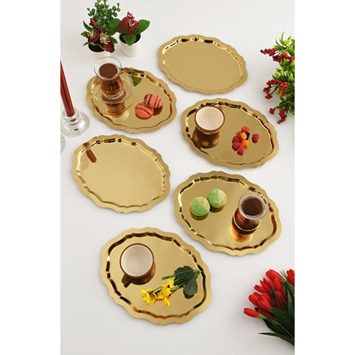 CNM PRES TEPSİ OVALDİ ALTIN PASLANMAZ TEPSİ 26x20 CM